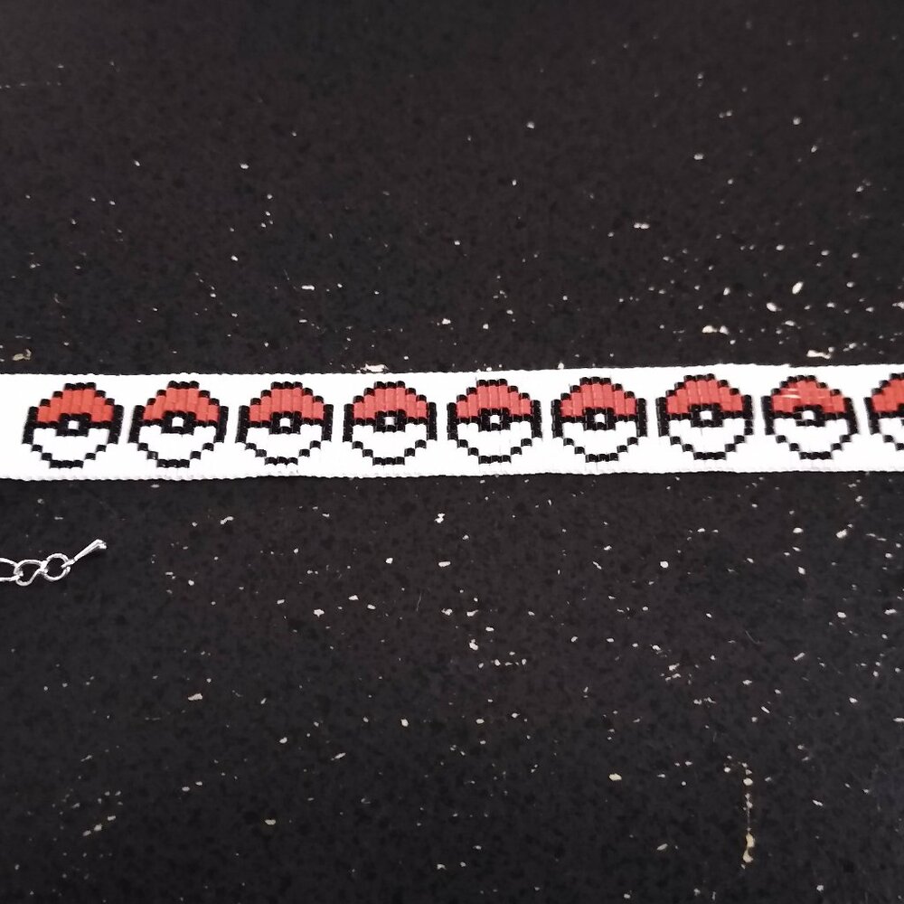 Handmade Pokemon Pokeball Beaded Bracelet, Pixel Style